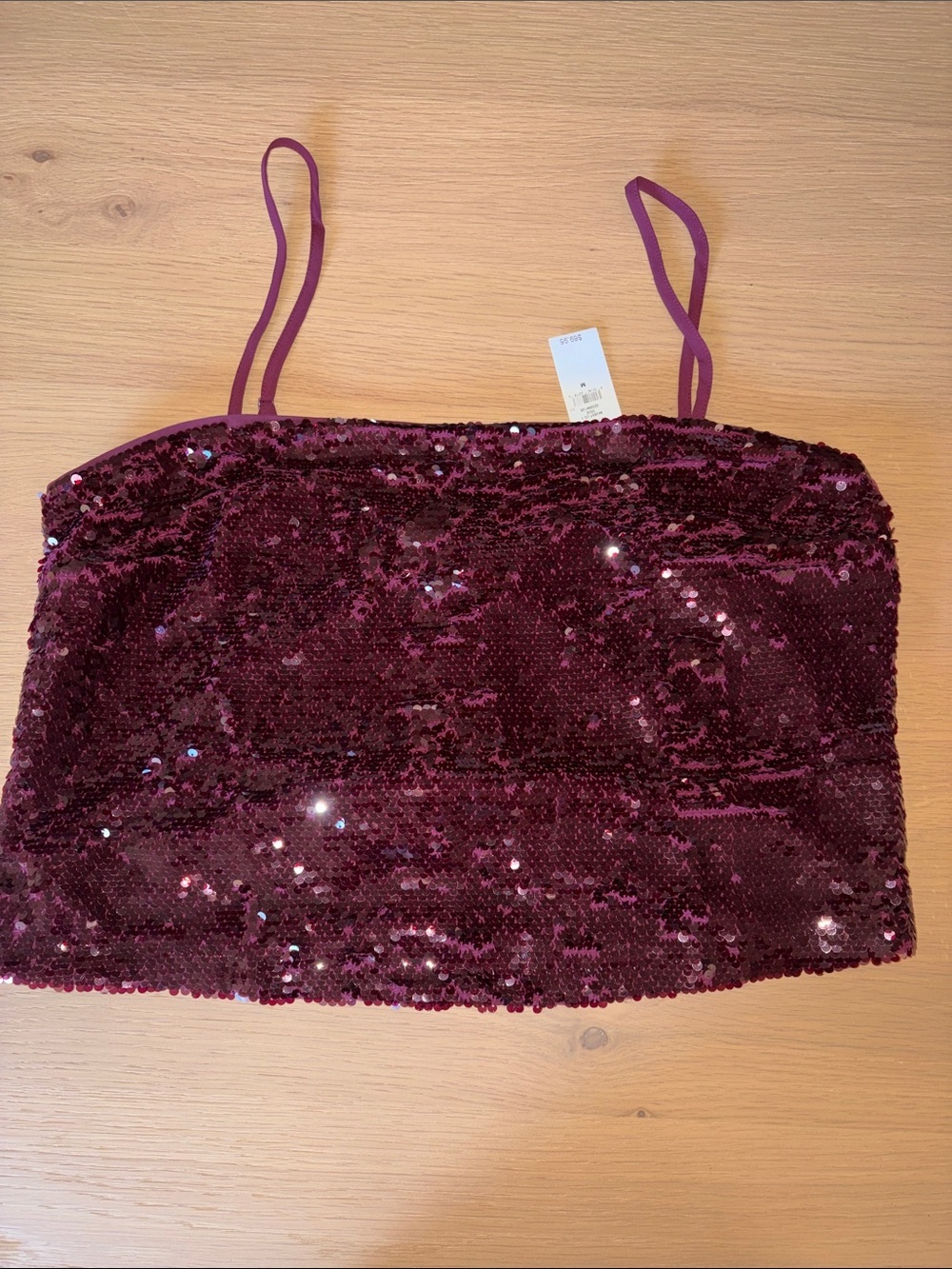 NWT Gap Sequined Crop Top in Deep Plum - Picture 3 of 5
